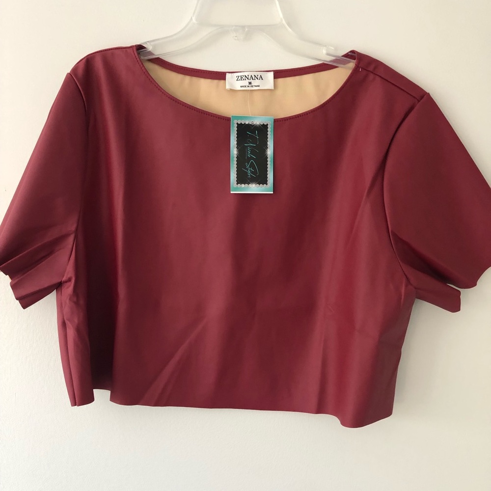 COPY - Red faux leather top Sz M